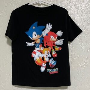 Old Navy Black Sonic The Hedgehog Graphic Tee with Blue, Red, Yellow Characters